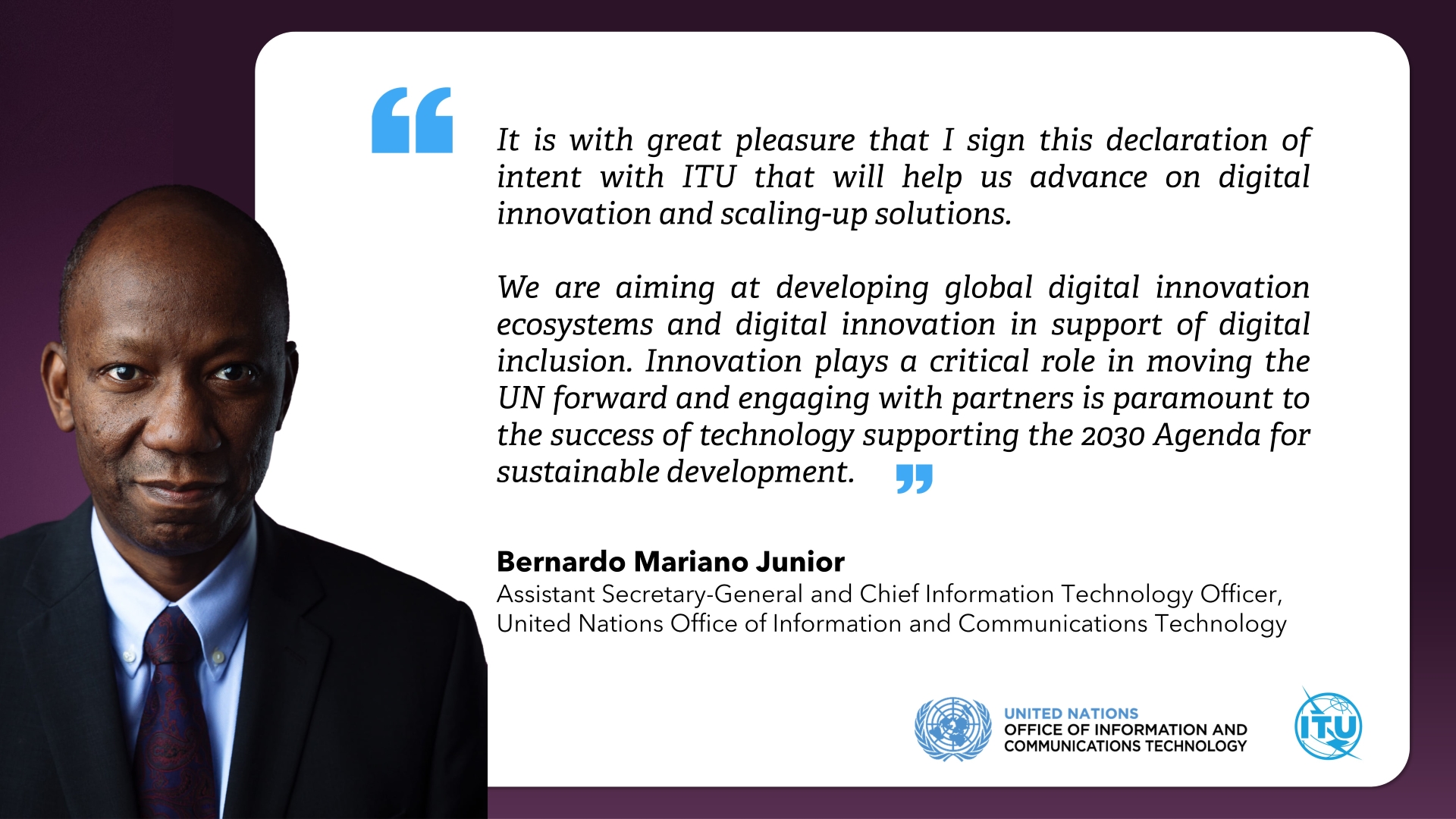 Quote by OICT Assistant Secretary-General and Chief Information Technology Officer on the Declaration of Intent on Digital Transformation and Technology Innovation