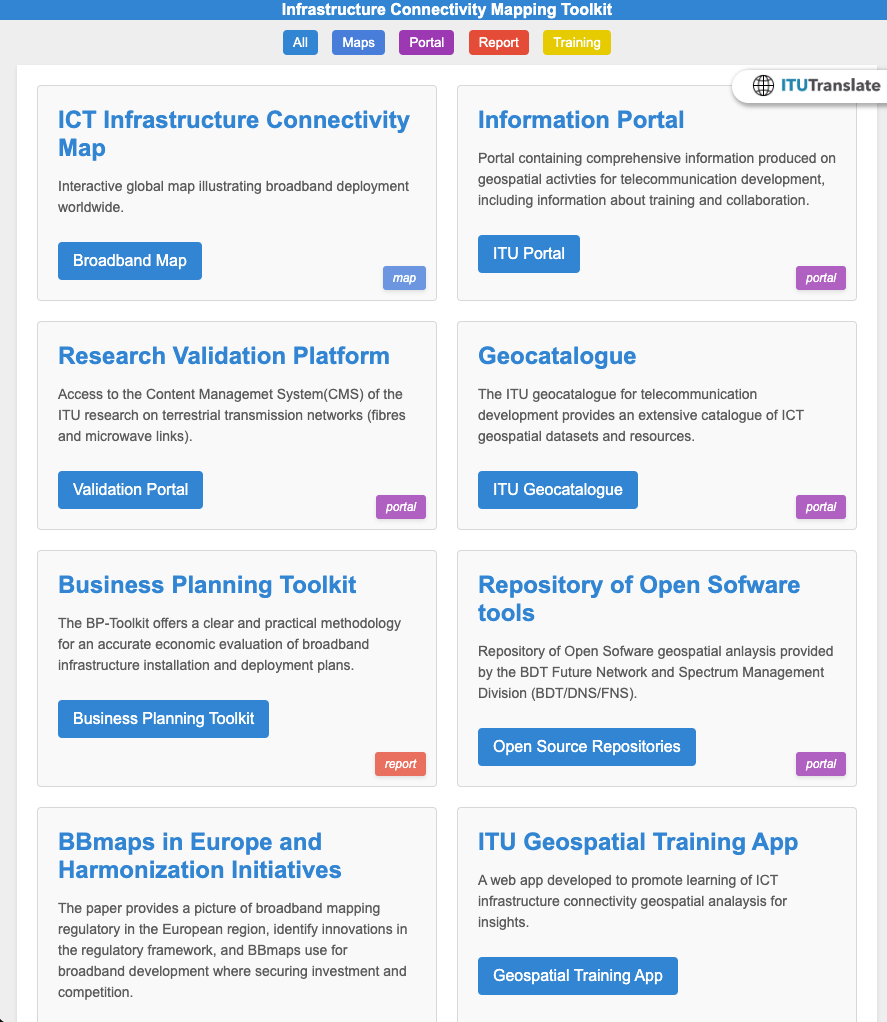 ICT Infrastructure Toolkit webpage