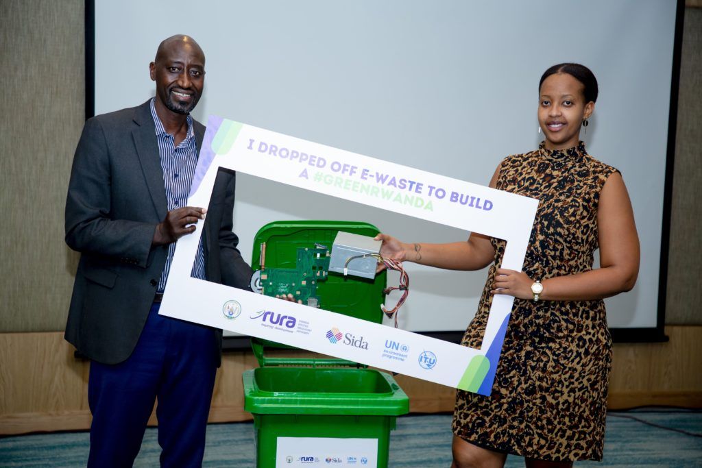 Charles Gahungu, General Manager ICT Regulations at RURA, and Alice Higiro, Project Director, Ministry of ICT and Innovation, March 2022