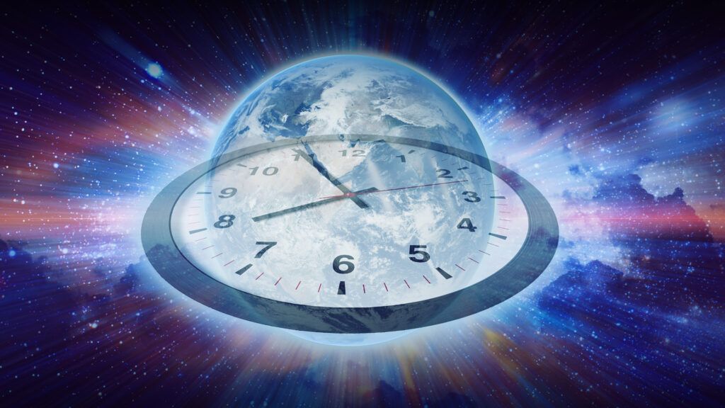 Time in space move the world in galaxy universe. Image element from NASA.