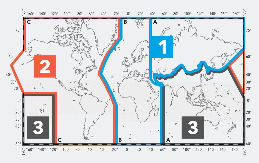 Global regions for spectrum allocation